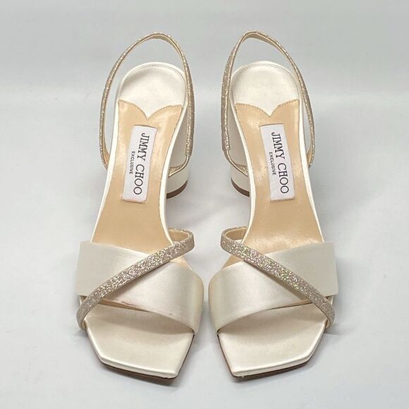 Jimmy Choo Plum Satin & Glitter Slingback Sandals size 39 - Picture 3 of 13